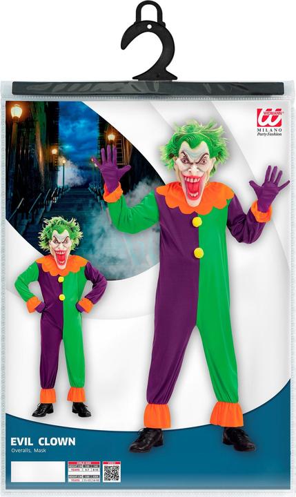 Actual product image Widmann Evil Joker children's costume with jumpsuit and mask (128, 140, 158, 164)