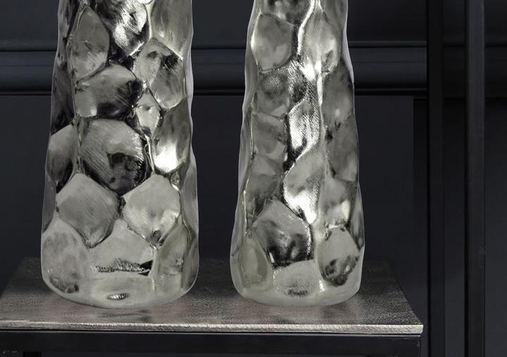 Actual product image FineBuy Vase 2er Set Blumenvase Aluminium Tischvase Hammerschlag Dekovase Modern (2 x)