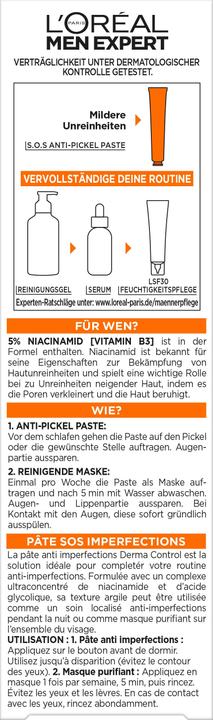 Nährwerte und Zutaten L'Oréal Paris Men Expert Derma Control (45 ml)