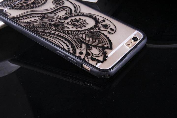 Produktbild König Design Apple iPhone 6s Plus Handy Hülle Mandala Case Schutzhülle Motiv Blüte Schwarz (Apple iPhone 6 Plus)