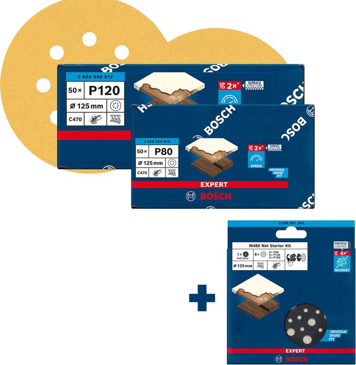 Bosch Hausgeräte Bosch Schleifscheiben 125 mm C470 Wood + gratis M480 Starter-Set