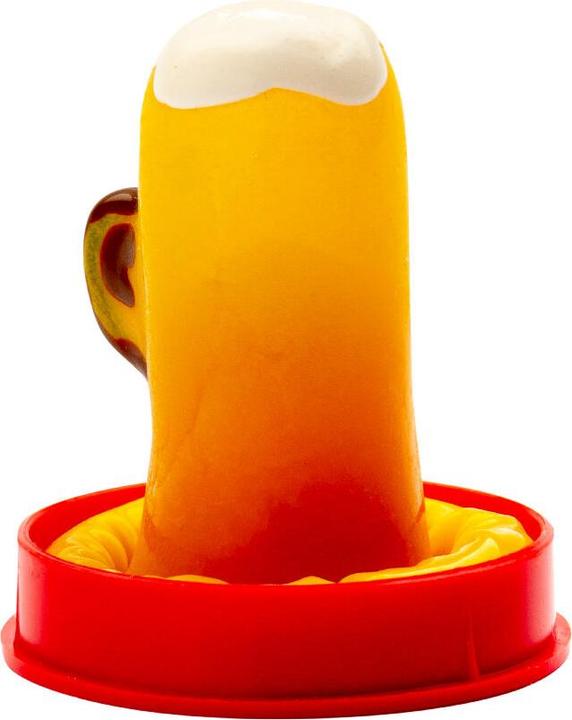 Actual product image Condomerie Beer glass motif joke condom yellow hand-painted (1 pcs.)