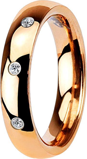 Immagine prodotto Star Piercing Anello in oro rosa sottile con tre cristalli (senza ottone, Acciaio chirurgico 316L)
