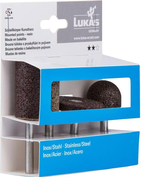 Produktbild Lukas Schleifstift-Set 4-teilig für Edelstahl Schaft 6 mm Korund