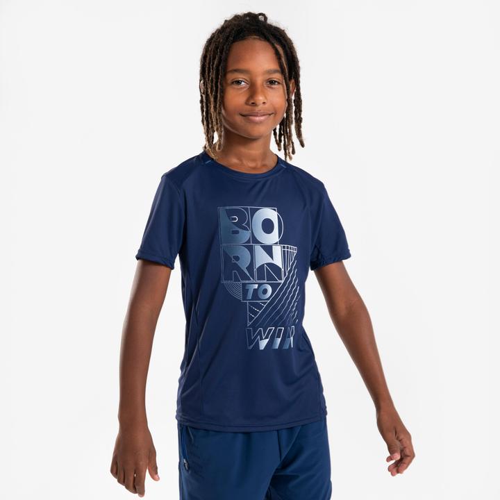 Produktbild Kiprun Laufshirt kurzarm Kinder atmungsaktiv - 500 Dry+ marineblau/grau (164)
