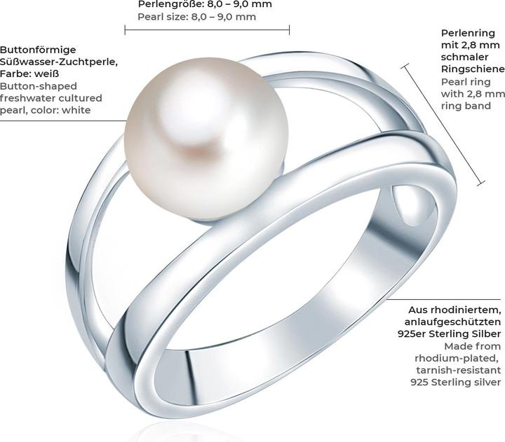 Immagine prodotto Valero Pearls Donna in argento sterling con perle d'acqua dolce coltivate - 3844 (54, 925 Argento)