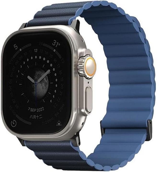 Image du produit Uniq pasek Revix Premium Apple Watch Series 1/2/3/4/5/6/7/8/SE/SE2/Ultra 42/44/45/49mm Edition Rever (Cuir véritable, Silicone, Acier inoxydable, 44mm)
