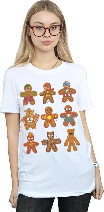 Actual product image Womens/Ladies Avengers Christmas Gingerbread Cotton Boyfriend T-Shirt (XXL)