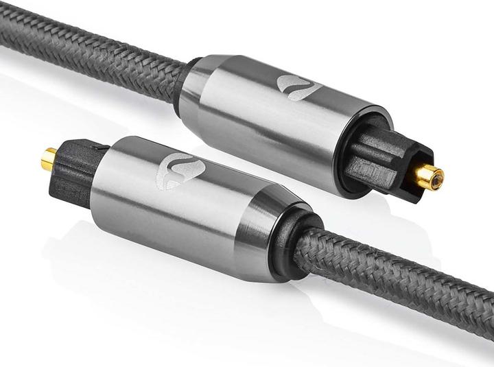 Immagine prodotto Nedis Cavo audio ottico TosLink maschio, 5m, rotondo, intrecciato - Grigio con metallo (5 m, TOSLINK)