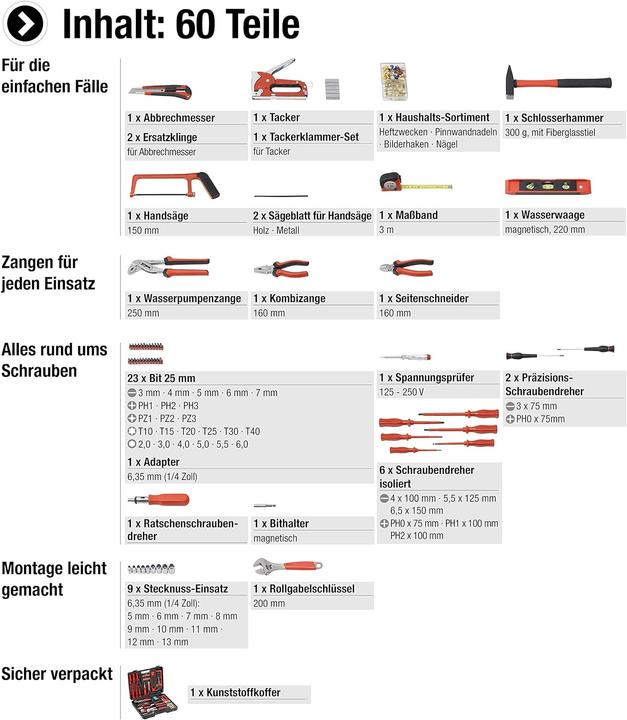 Produktbild Meister Haushaltskoffer 8973630 (60 Teile)