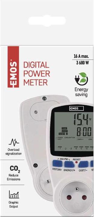 Immagine prodotto Emos P5805 wattmetro Bianco Display incorporato 2 -