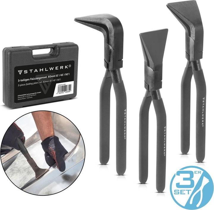 Actual product image Stahlwerk Folding pliers set 0° 45° 90° Folding pliers Sheet metal pliers Bending pliers 60 mm