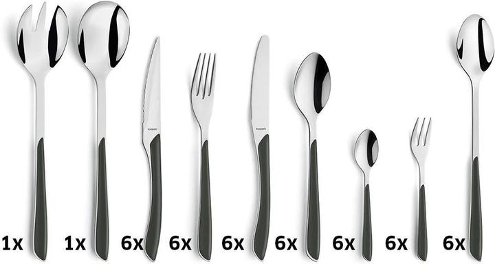 Produktbild Kuppels PRISMA Besteckset 44-teilig schiefergrau, satiniert, für 6 Personen (44 Stück, Besteck Set)