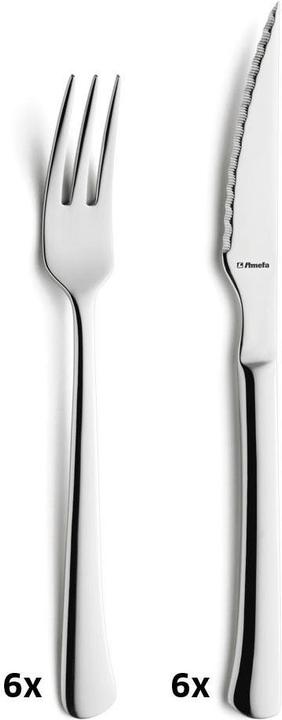 Produktbild Amefa CHULETERO Steakbesteck Set 12-teilig, hochglanzpoliert, für 6 Personen (12 Stück, Messer)