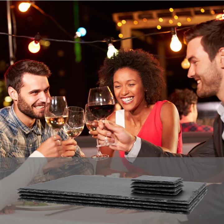 Image du produit Sänger Geschirr Set d'assiettes à dîner en ardoise, sous-verres modernes en ardoise pour 4 personnes (4 x, 40 x 30 cm)
