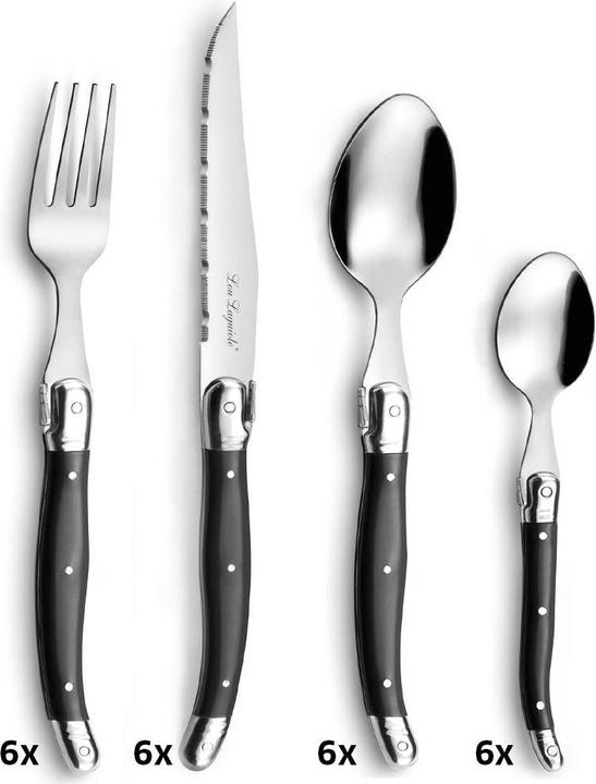 Actual product image Lou laguiole TRADITION Besteckset 24-teilig, anthrazit, hochglanzpoliertanthrazit, für 6 Personen (24 Piece, Cutlery set)
