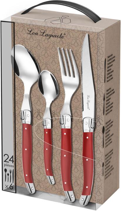 Actual product image Lou laguiole Cutlery set 24 pieces red 2511 Tradition (24 Piece, Cutlery set)