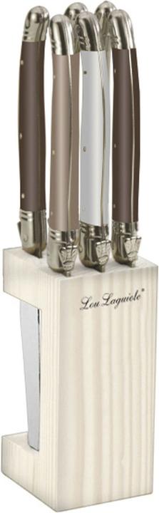 Produktbild Lou laguiole TRADITION Steakmesser Set 6-teilig, perle, pfeffer, taupe, hochglanzpoliert (6 Stück, Messer)