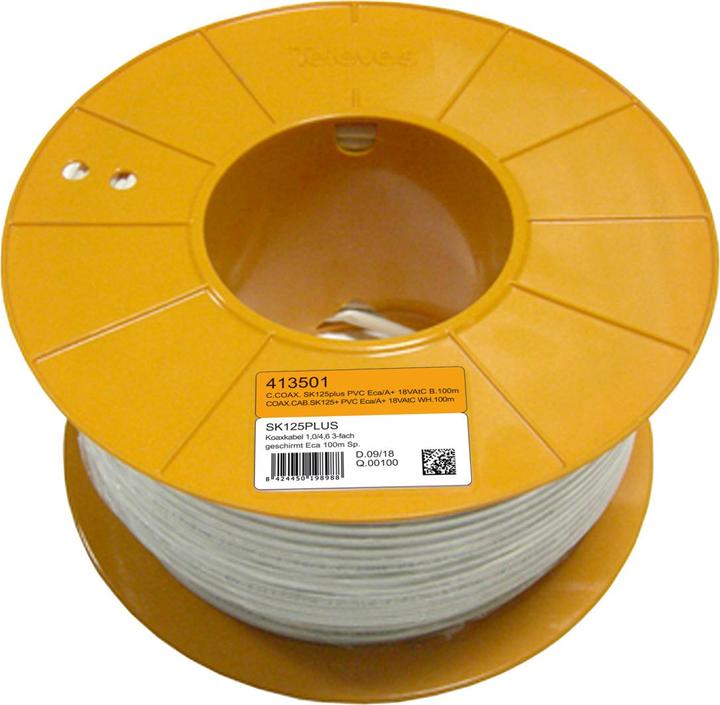 Actual product image Televes SK125plus coaxial cable A+3-fold shielded 125dB 100m coil 413501 (125 dB, Antenna cable)