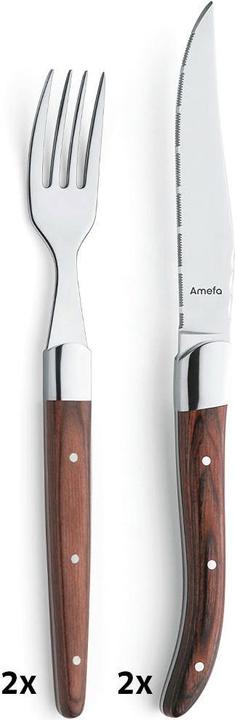 Immagine prodotto Amefa Set di posate per bistecca 4 pezzi in legno 2520 Royal Steak (4 Pezzo/i, Coltello)