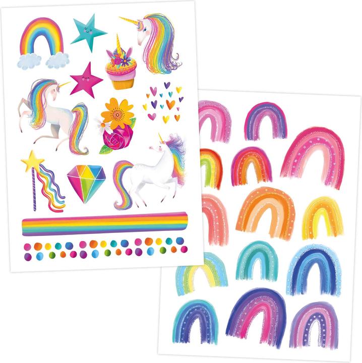 Actual product image Papierdrachen Metallic Tattoo Set 3 - Einhorn & Regenbogen