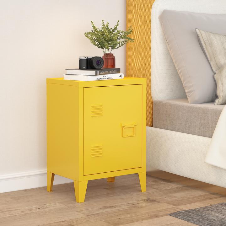 Produktbild En.Casa Nachtschrank Inari Türgriff rechts Stahl Gelb