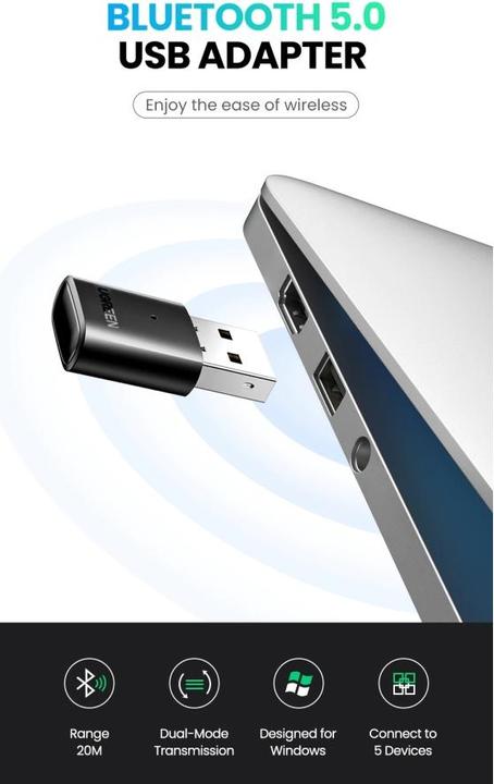 Productafbeelding Ugreen Bluetooth 5.0 USB adapter (Zender en ontvanger)