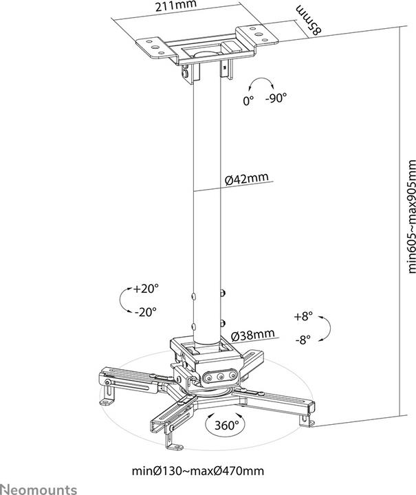 Actual product image Neomounts Projector Ceiling Mount (Roof)