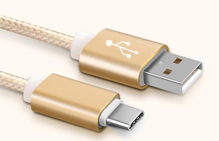 Actual product image Hermex Anki Type-C 3.1 USB Metal Charging Cable Fabric Data Cable 2.4A 1m GOLD (1 m, USB 3.1)