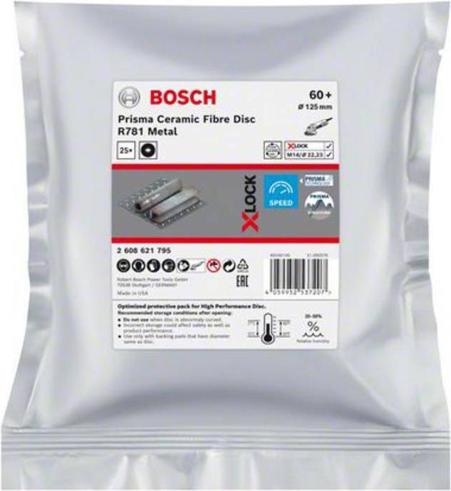 Produktbild Bosch Professional Zubehör EXPERT R781 Prisma Ceramic X-LOCK Fiberscheibe, 125 mm, 22,23 mm, G 60 (60)