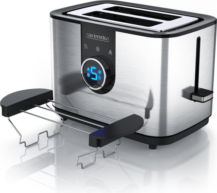 Actual product image Arendo Toaster for 2 slices 850 W, LED display, stainless steel, rotary knob, 7 browning levels, bun (EU plug)