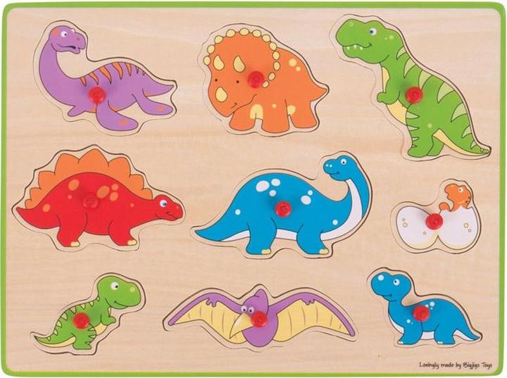 Produktbild Bigjigs Holz Noppenpuzzel Dino (9 Teile)