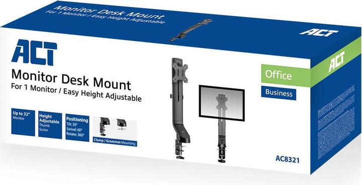 Immagine prodotto Supporto da tavolo per monitor, 1 schermo fino a 32ö, con vite a testa zigrinata (Tavolo, 32")