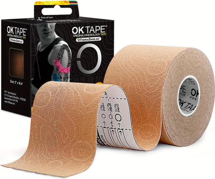 OK Tape PRO Kinesiologie Tape, 5cm X 5m Beige (5 m)