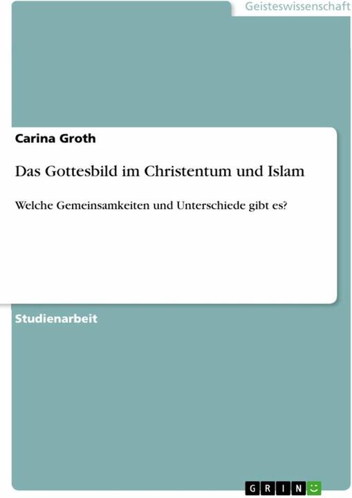 Image du produit Das Gottesbild im Christentum und Islam (Allemand, Carina Groth, 2012)