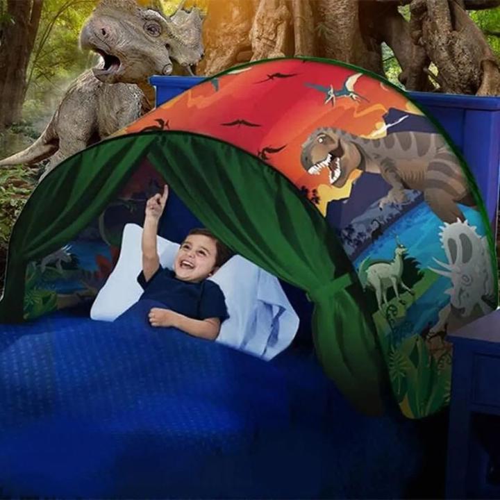 Actual product image JTI Children's tent for bed - dinosaur - 220 x 80 cm