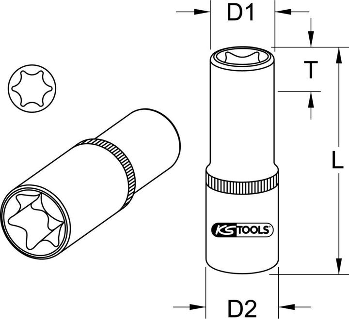 Actual product image KS Tools Special socket for Mercedes, E30, 111 mm long