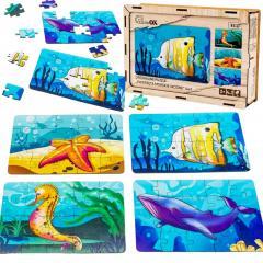 Productafbeelding PuzzleOk Houten puzzel wilde dieren breinbreker (40 onderdelen)