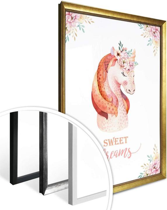 Produktbild Trenddeko Kvilis - Sweet Dreams - Einhorn mit Blumenkranz (120 x 150 cm)