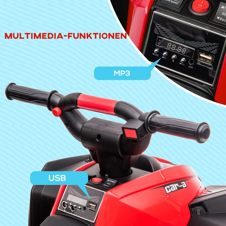 Immagine prodotto Homcom Elektro-Quad Kunststoff, Metall Schwarz+Rot (12 V)