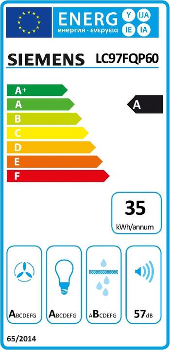 Label énergétique Siemens LC97FQP60 (Hotte murale)