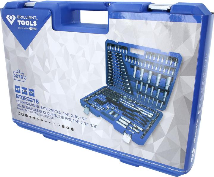 Actual product image Brilliant Tools Socket wrench set, 216 pcs., 1/4, 3/8, 1/2 (3/8", 1/2", 1/4")