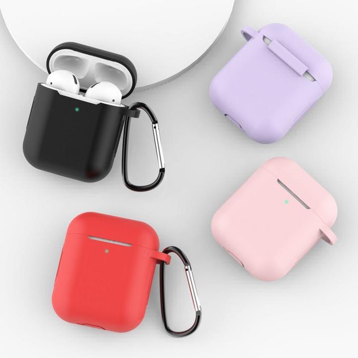 Produktbild Hurtel Case for AirPods 2 / AirPods 1 silicone soft case for headphones + keychain carabiner pendant blue ( (Kopfhörer Tasche)