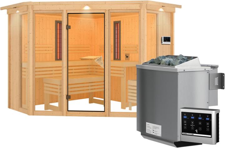Produktbild Karibu Infrarotkabine Asta Eckeinstieg, Kranz (9 KW Bio externe Steuerung)