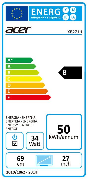 Energie-Label Acer Predator XB271H - LED-Monitor - 68.6 cm (27") (1920 x 1080 Pixel, 27")
