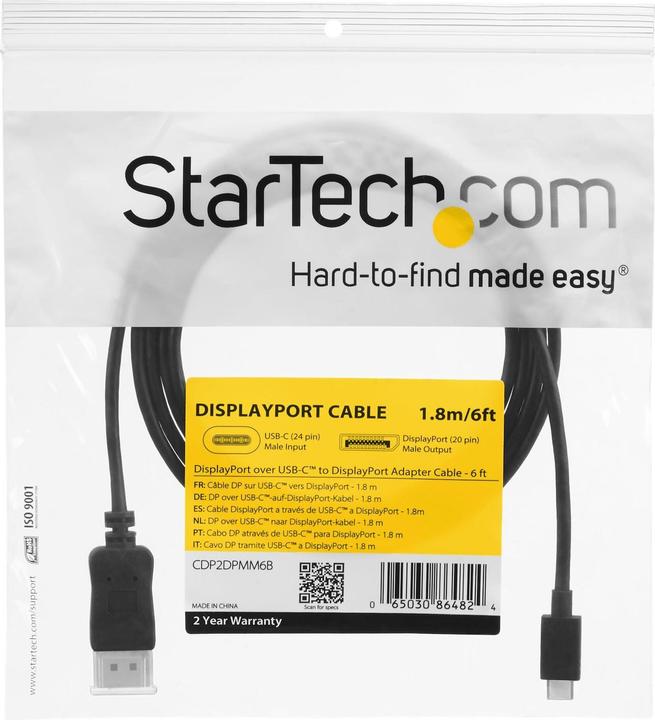 Produktbild StarTech USB Typ C — DisplayPort (1.80 m, Andere, DisplayPort)