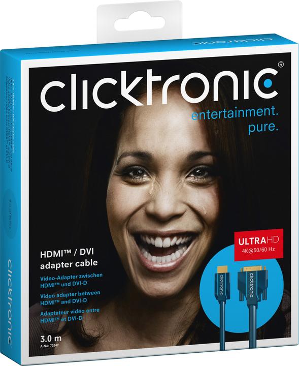 Produktbild clicktronic HDMI (Typ A) — DVI (3 m, DVI, HDMI)