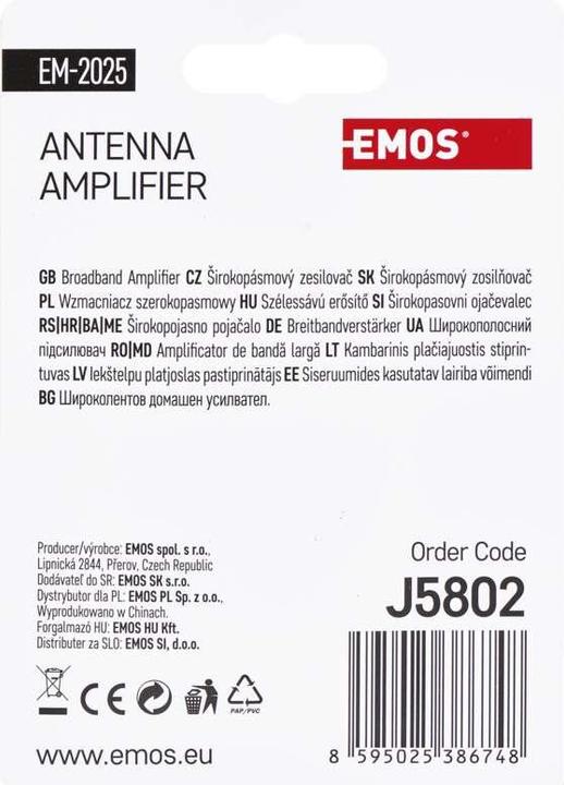 Actual product image Emos Antenna preamplifier 25dB VHF/UHF (Amplifier)