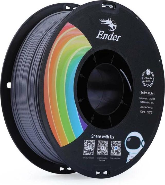 Actual product image Creality Filament PLA+ Grey, 1.75 mm, 1 kg (PLA, 1.75 mm, 1000 g, Grey)