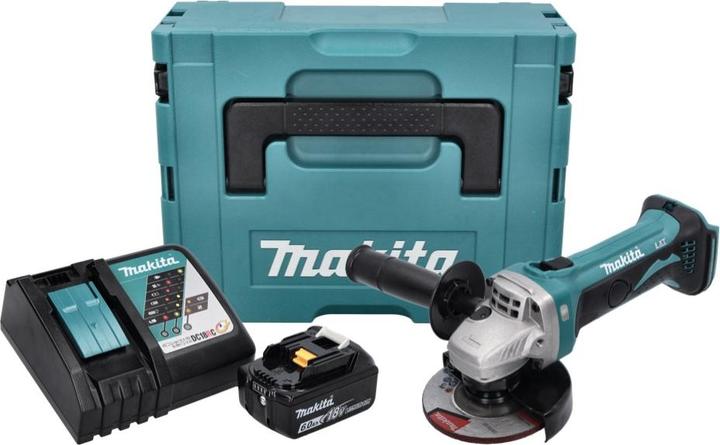 Actual product image Makita DGA 452 RG1J Battery angle grinder 18 V 115 mm + 1x battery 6.0 Ah + charger + Makpac (115 mm)